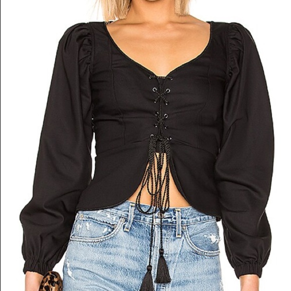L’Academie the Lauren long puffy sleeve blouse